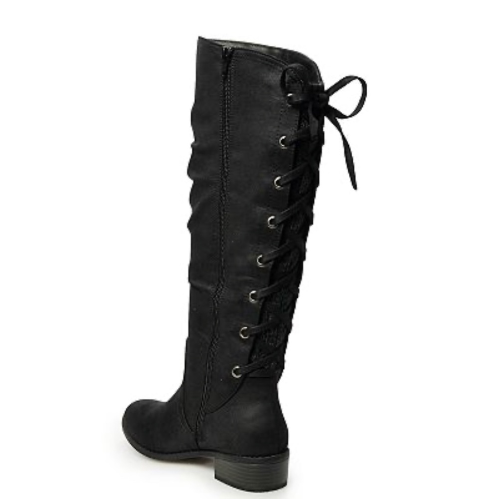 Kohl's Black Lace-Up Knee-High Boots